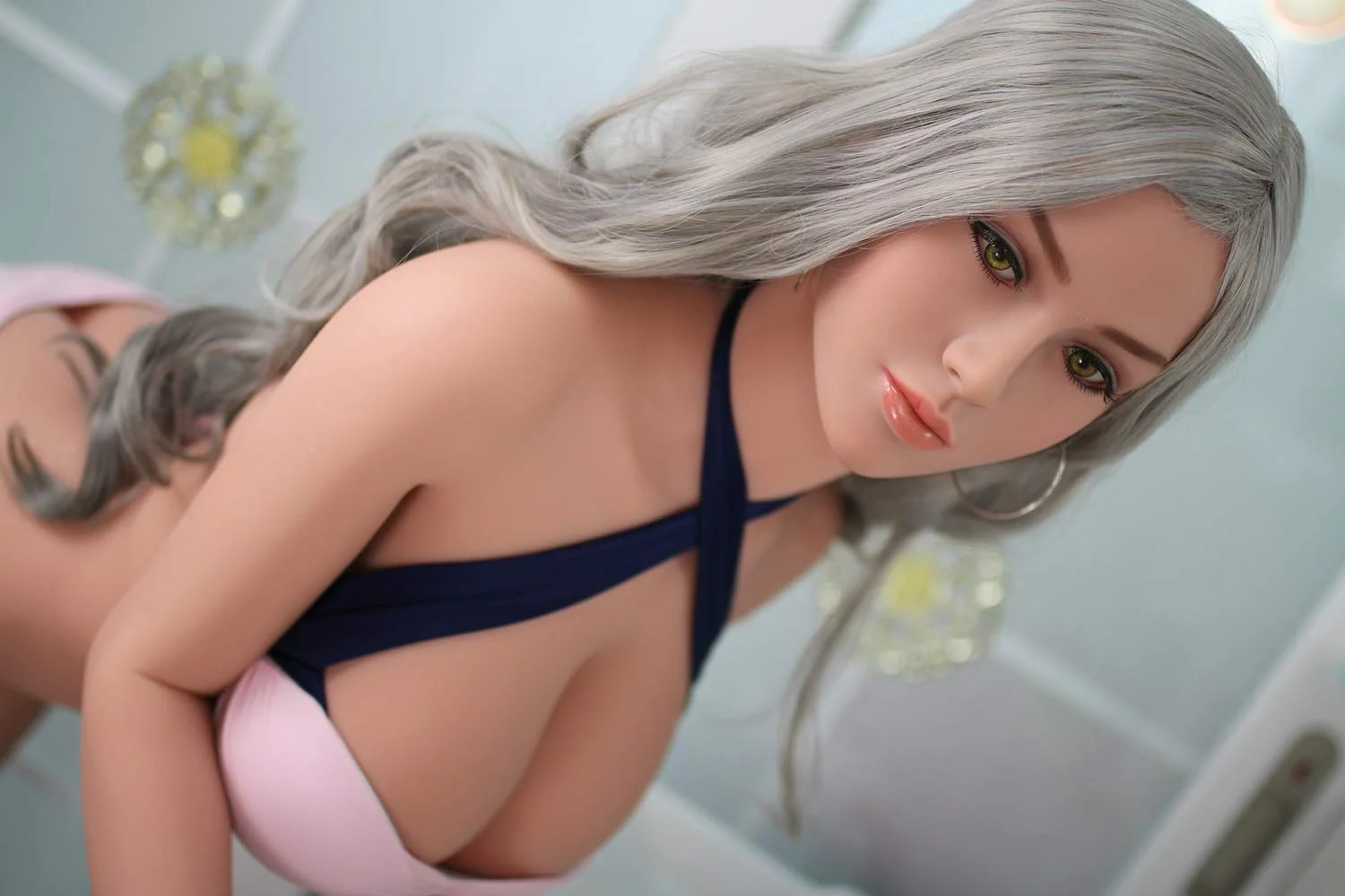 Gray long-haired sex doll