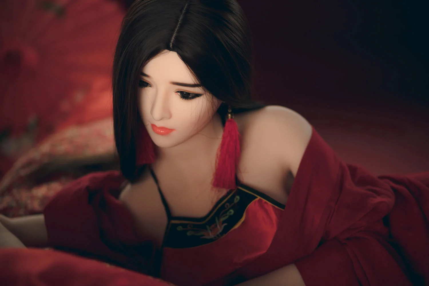 Sex doll in red bellyband