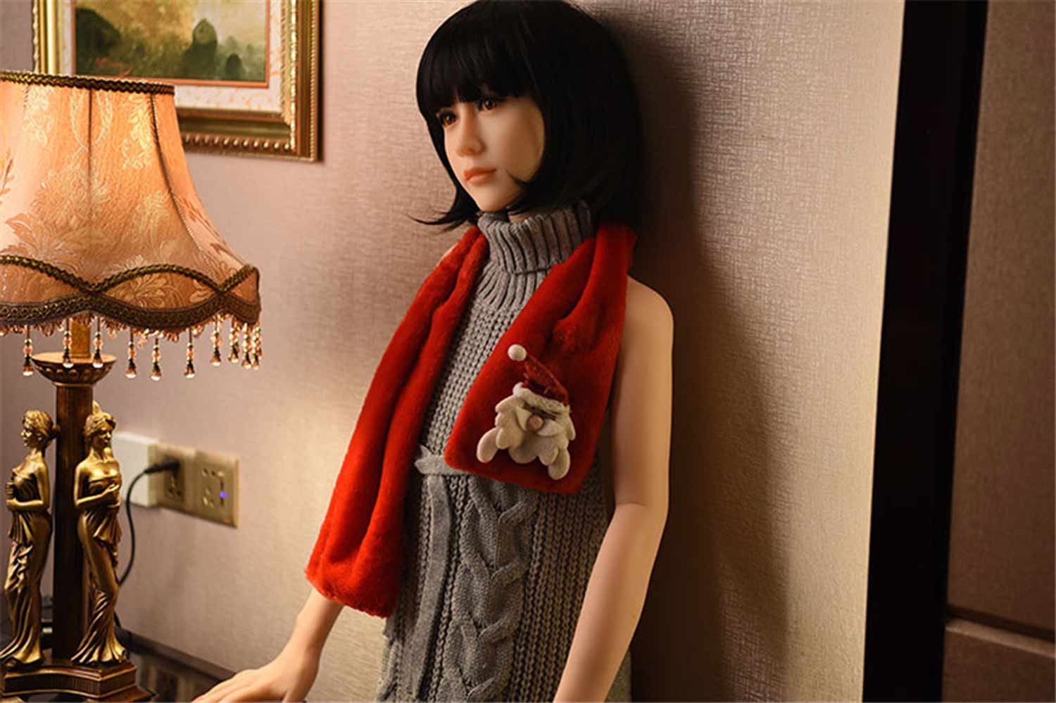 Sex doll wearing red scarf