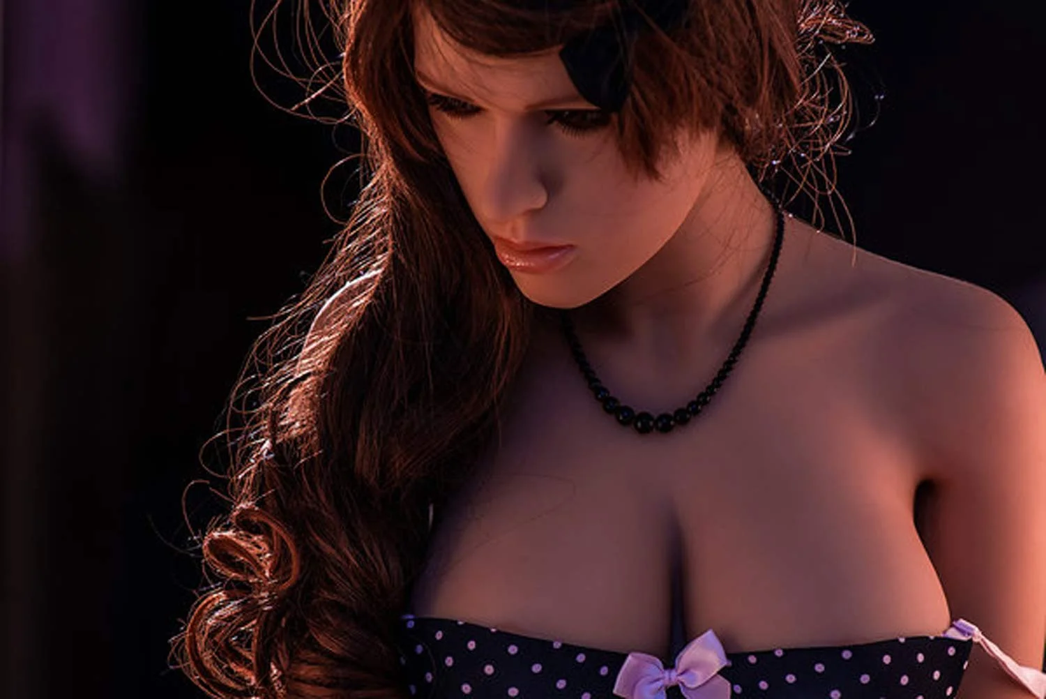 Sex doll with black necklace