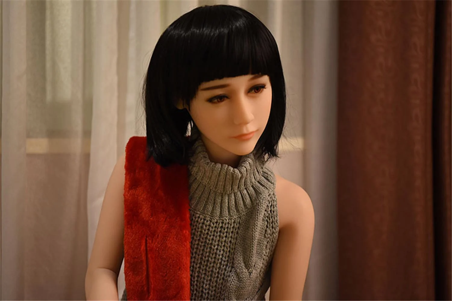 Sex doll with brown lips