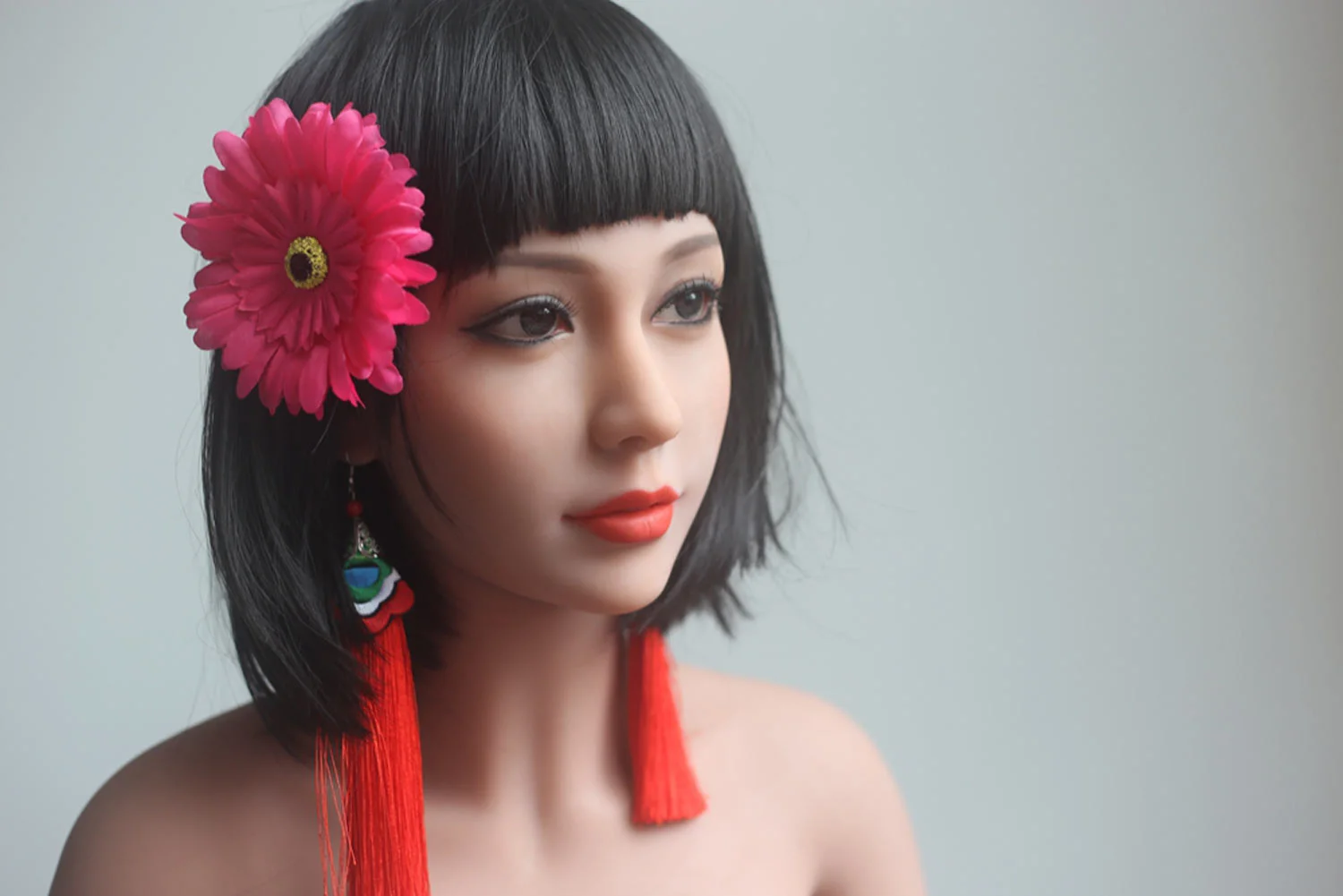Sex doll with red flower