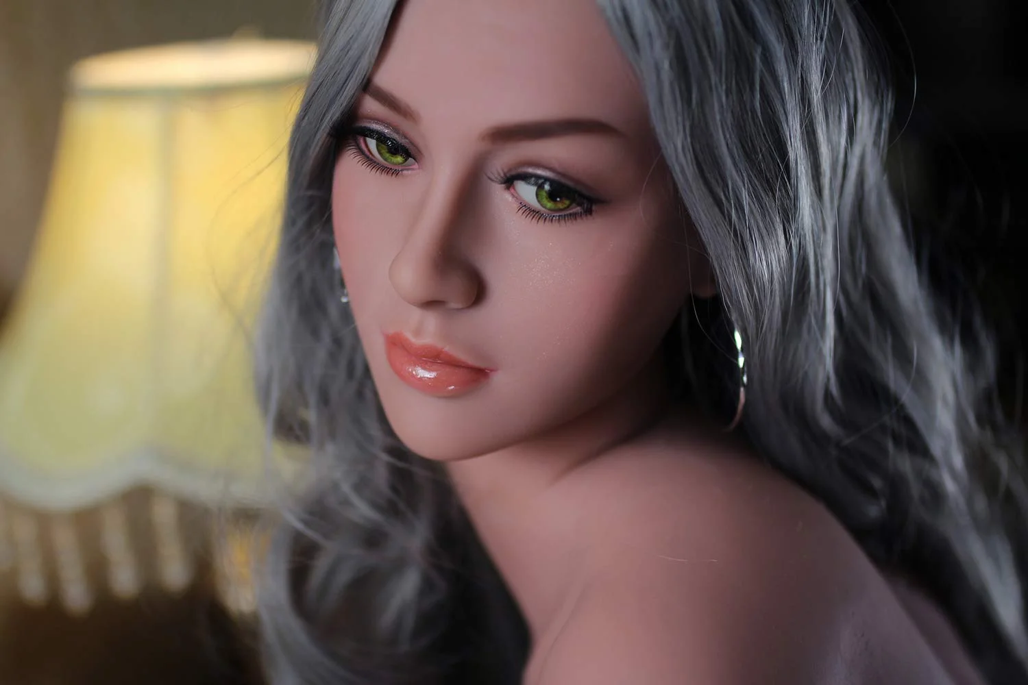 Sex doll with silver earrings