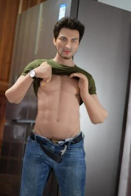 Why Would Women Use Male Sex Doll? A male sex doll that lifts his clothes to reveal his chest muscles