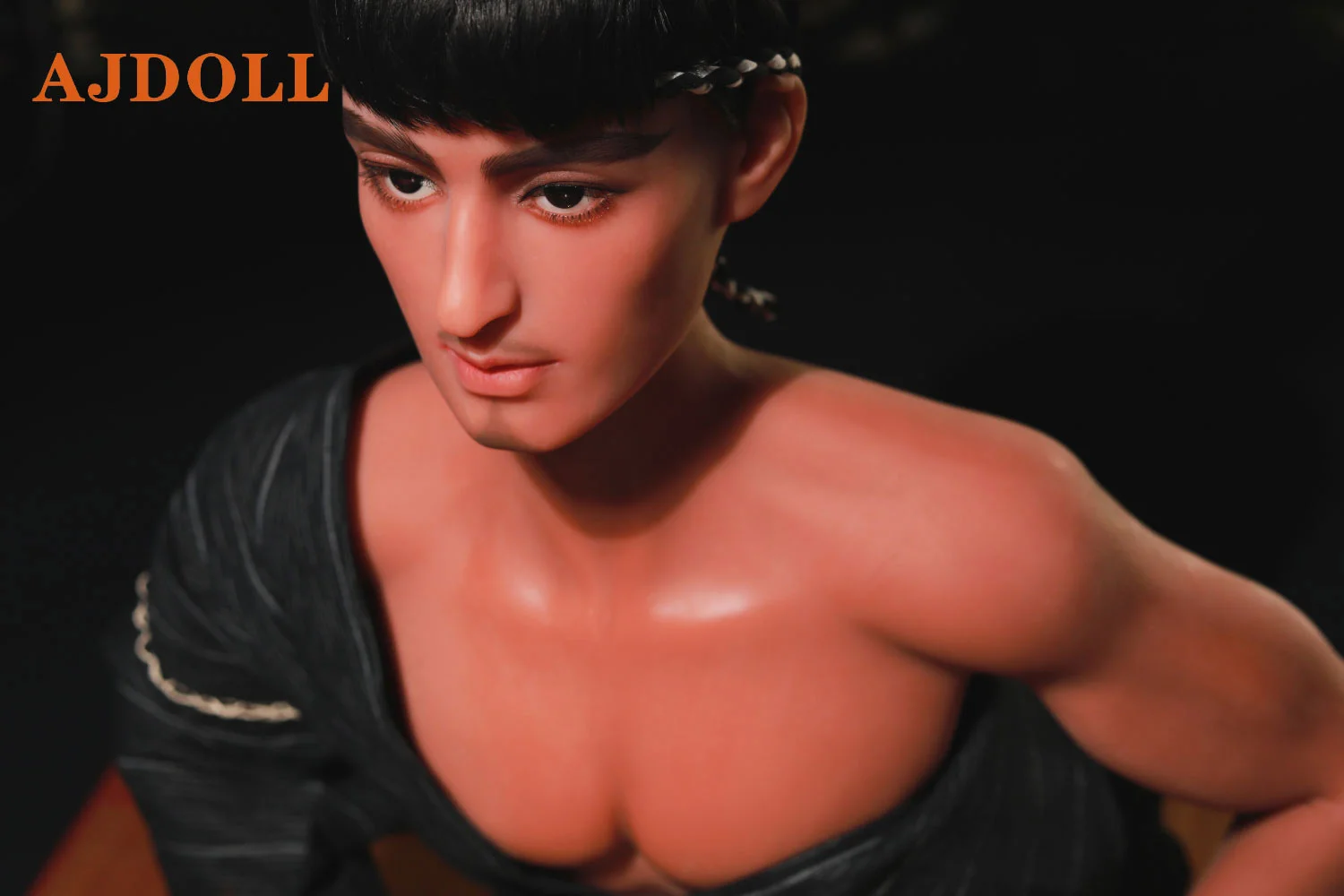 Male sex doll with exposed shoulders