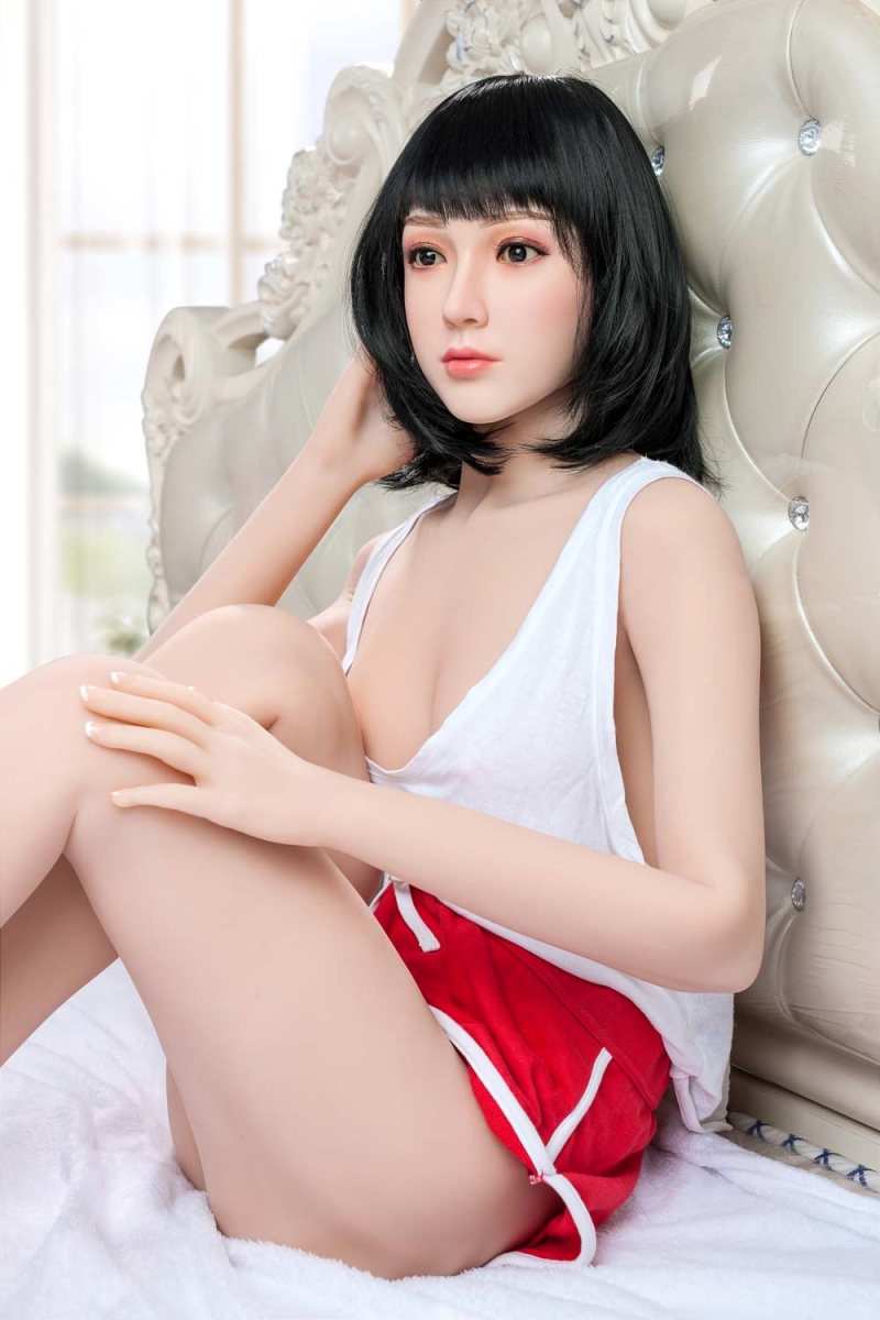 Silicone sex doll with hands touching hair