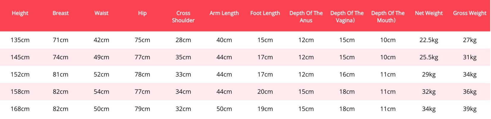 5 Different Types of Sex Dolls, Which One Do You Like? measurement of sex doll