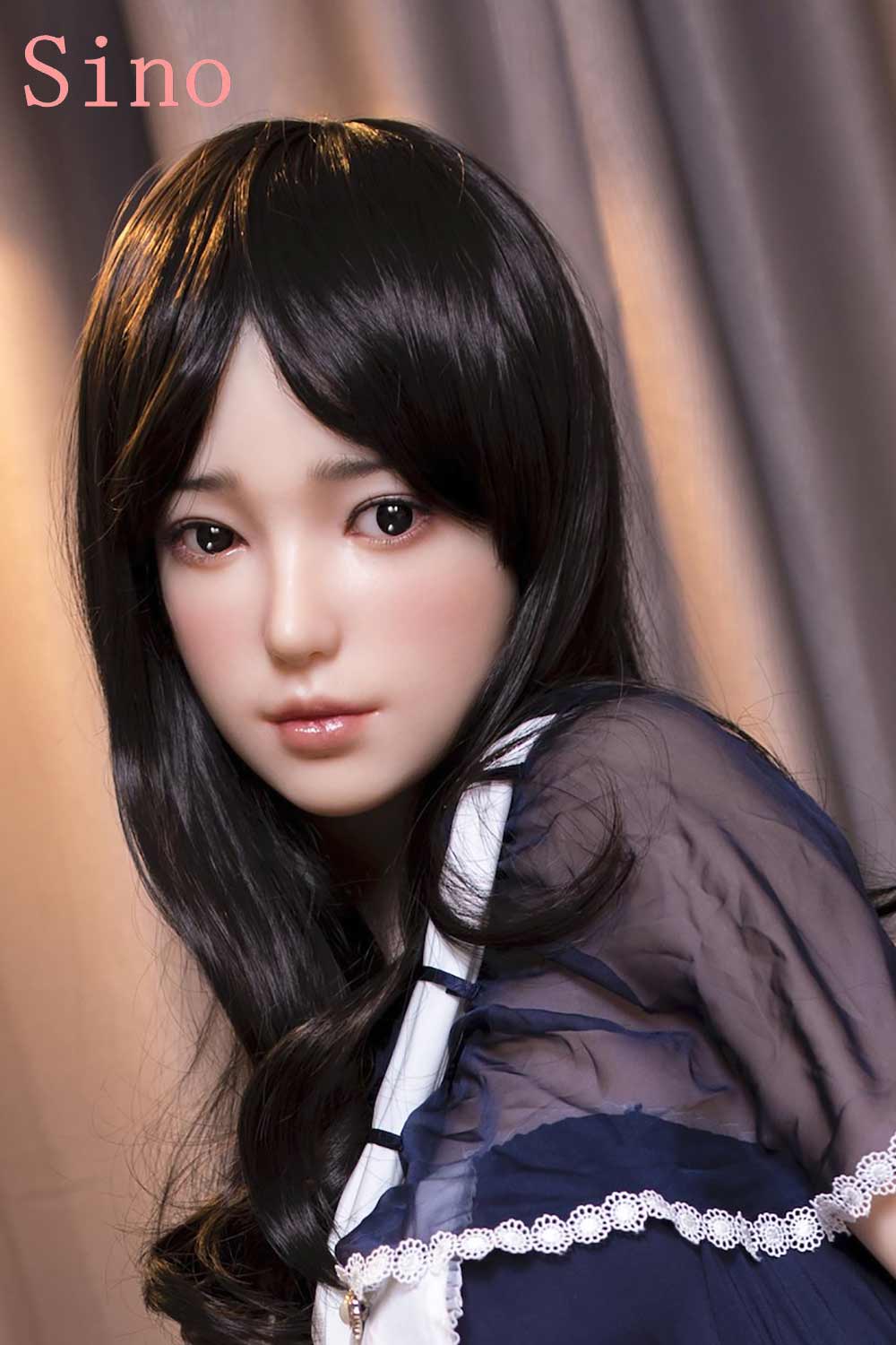 Black-haired silicone sex doll