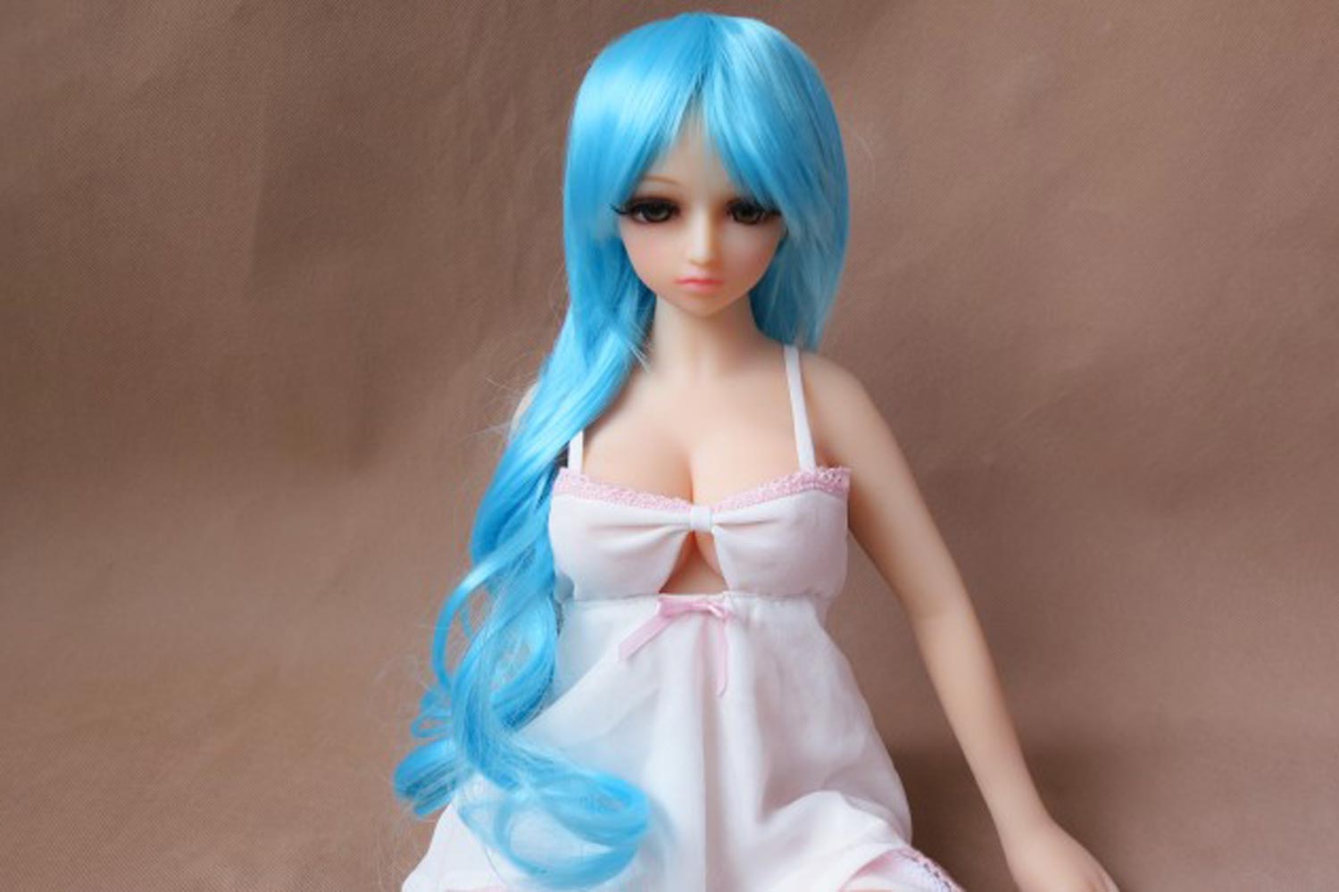 Blue long-haired mini sex doll