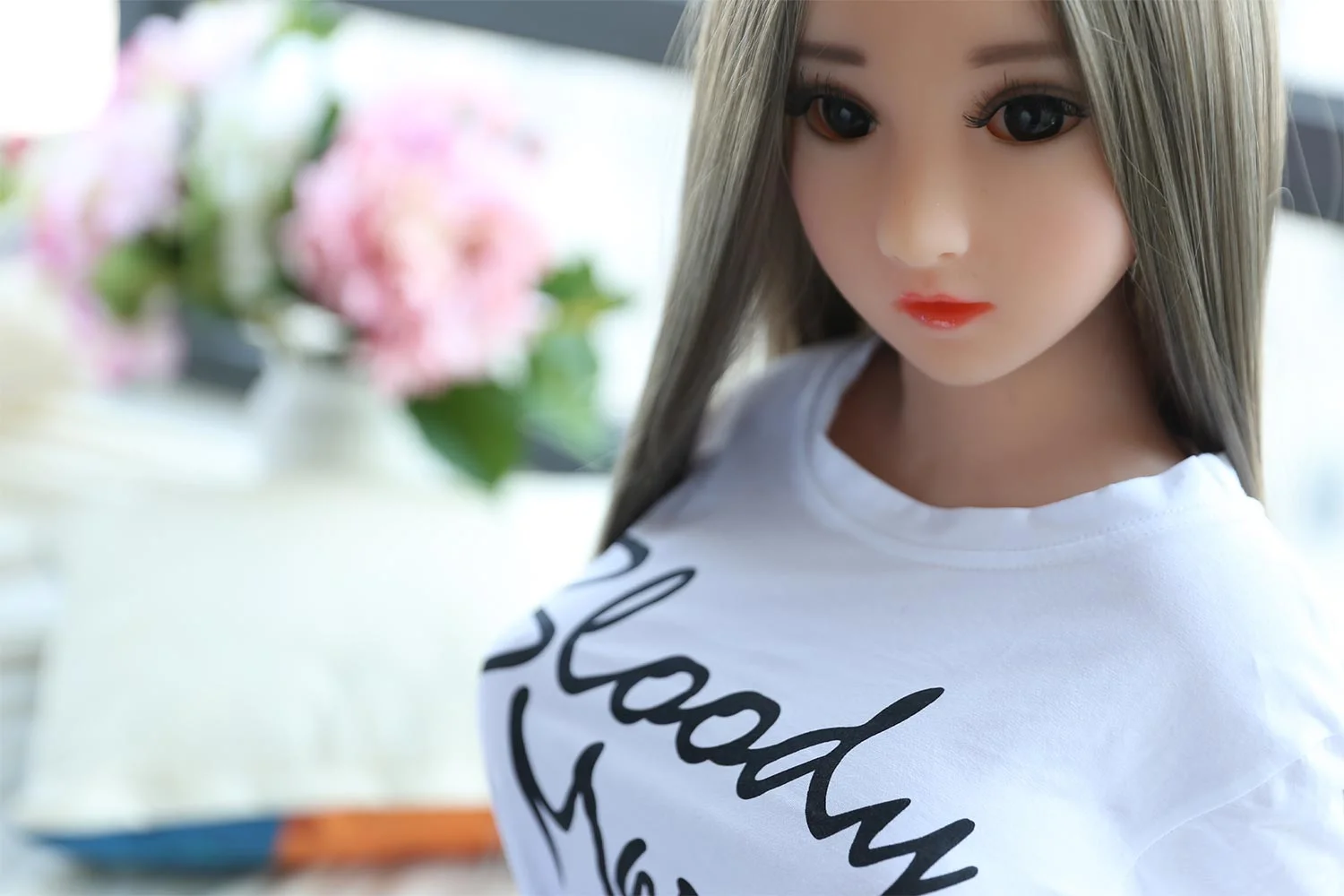 Grey-haired mini sex doll