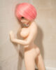 Naked mini sex doll with short pink hair
