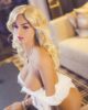 Sex doll with long blonde hair