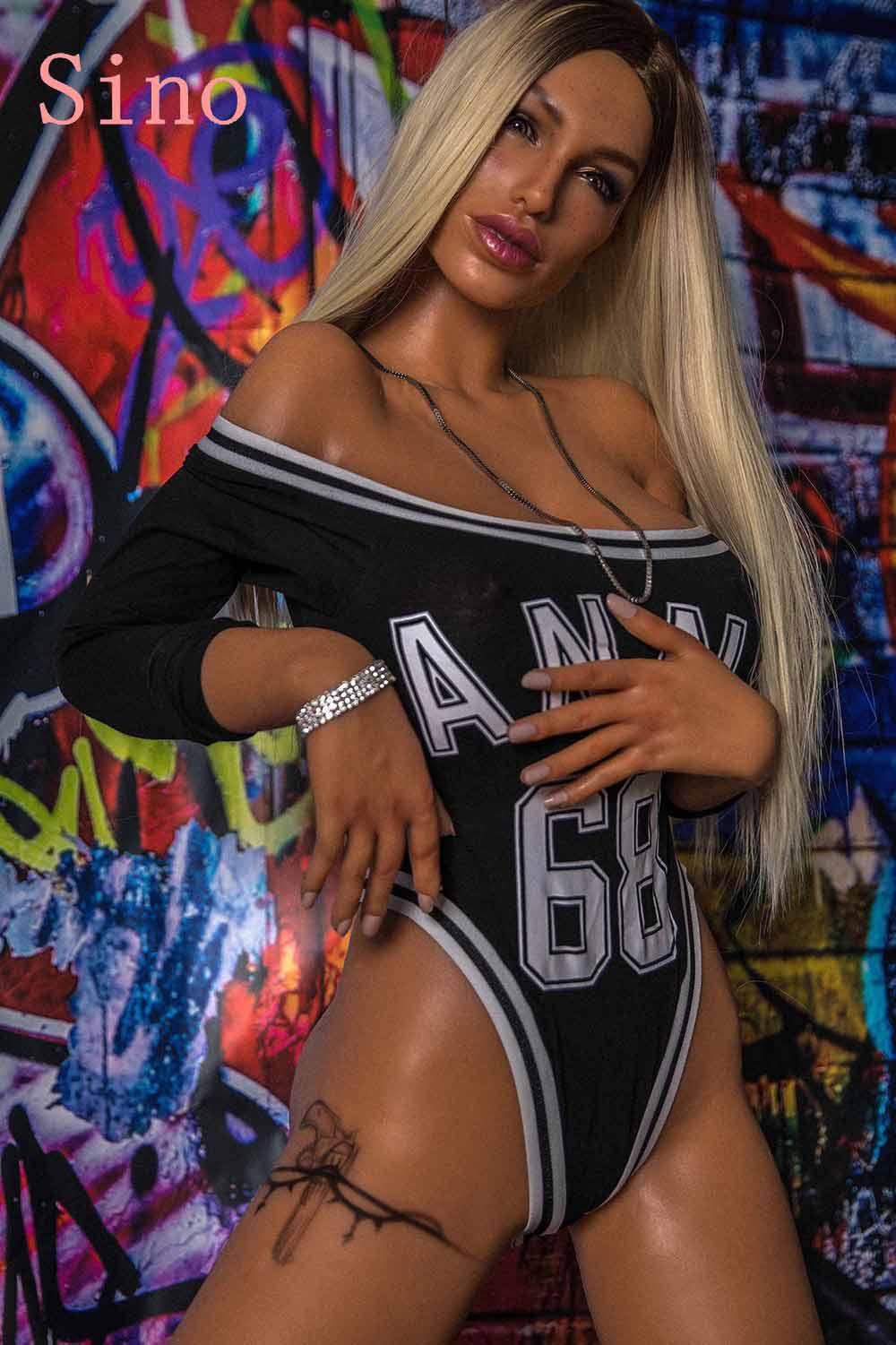 Silicone sex doll with hands touching chest