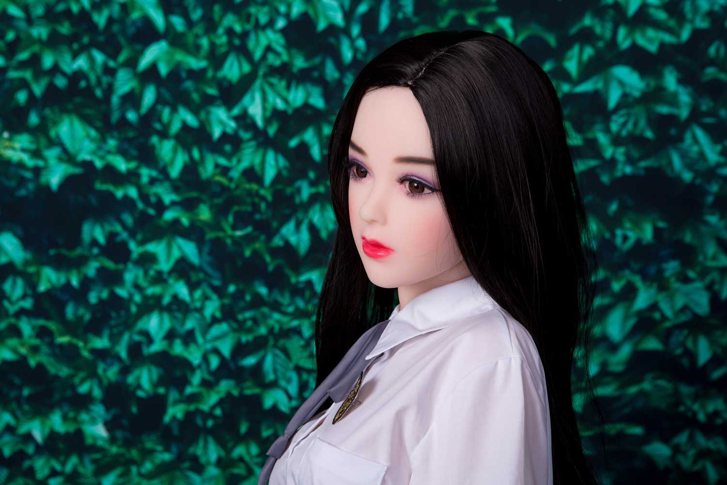 Black long-haired mini sex doll