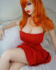 Sex doll with hands on pillows