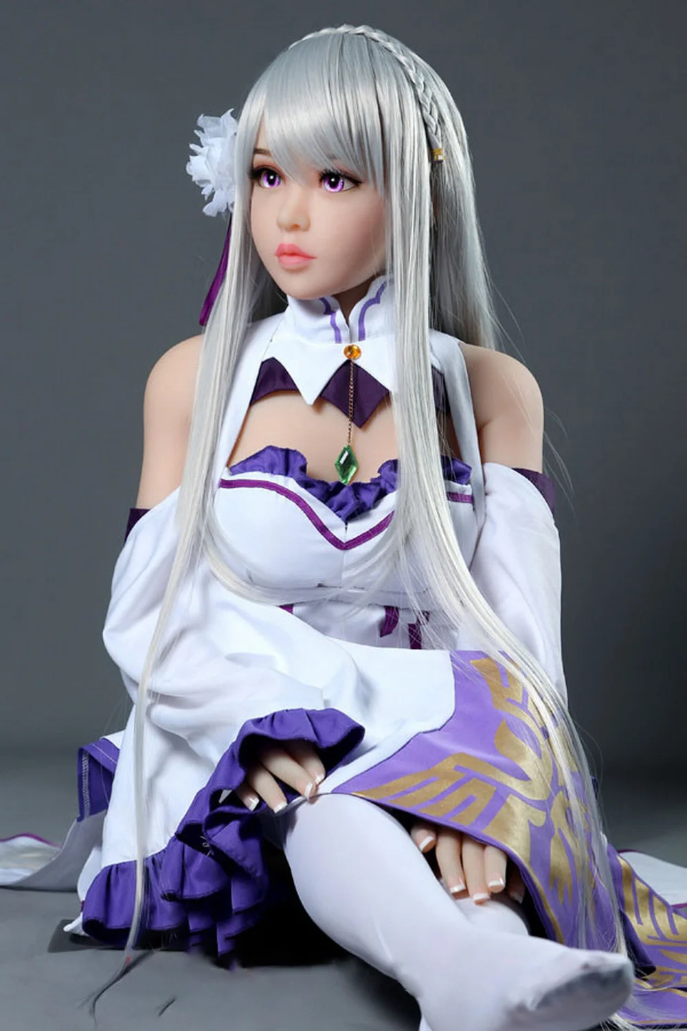 2021 New Japanese Life Size Anime Sex Doll- Louann Anime sex doll sitting on the floor with hands on thighs