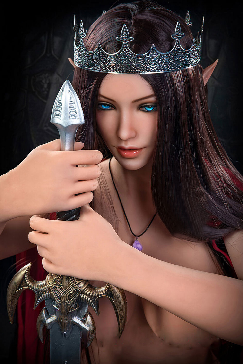 Anime sex doll wearing a crown