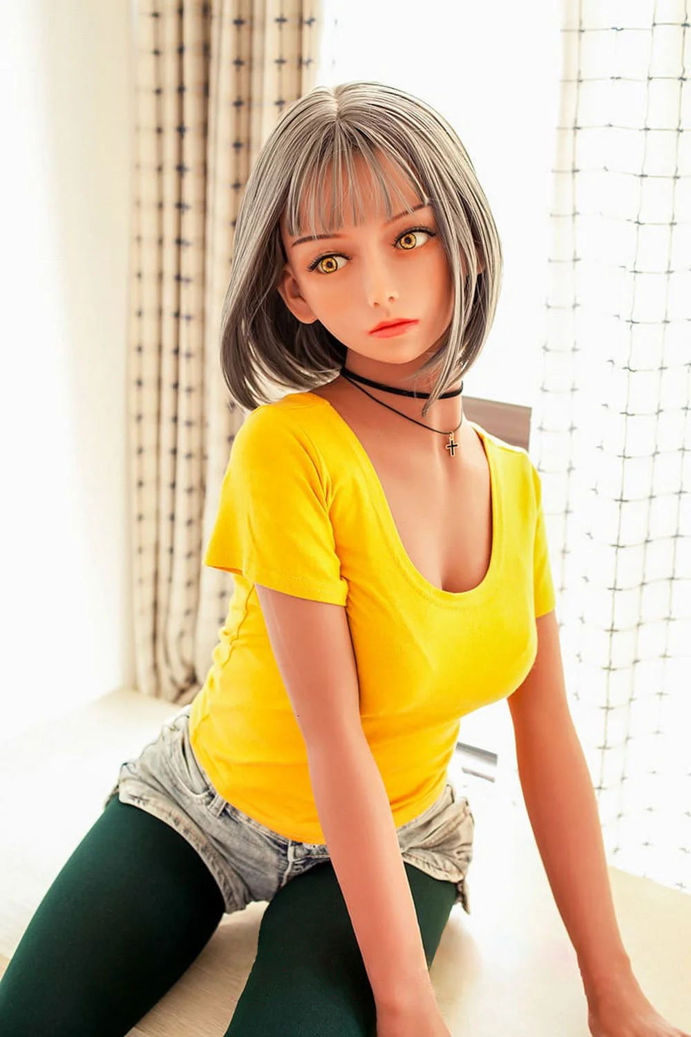 Anime sex doll wearing a necklace