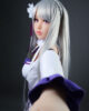Anime sex doll wearing white flowers