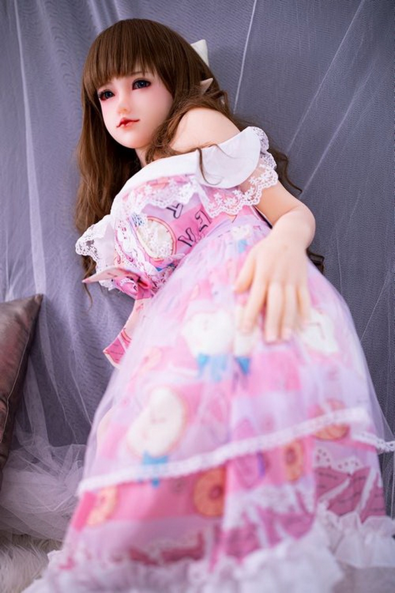 Anime sex doll with long brown hair
