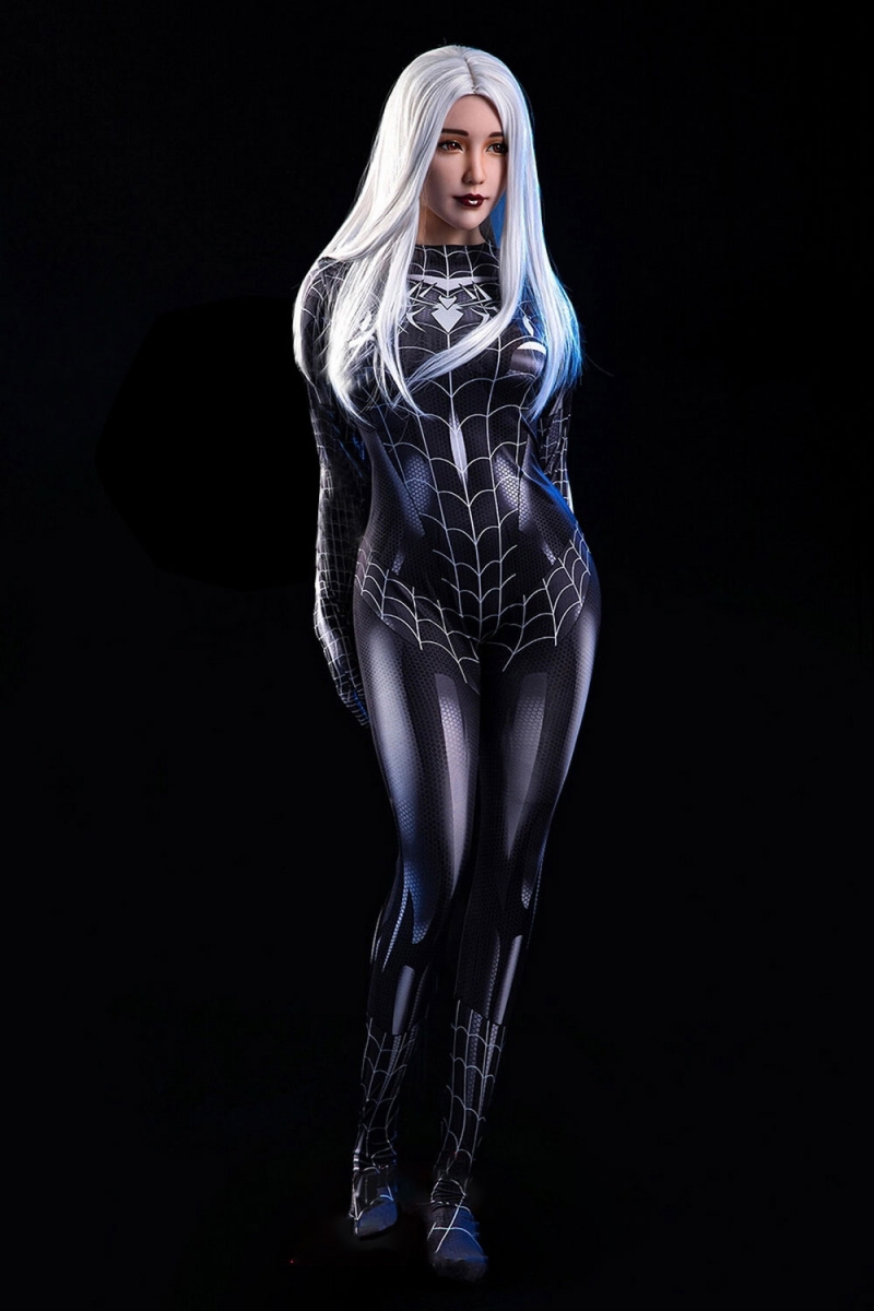 Anime sex doll with white long hair