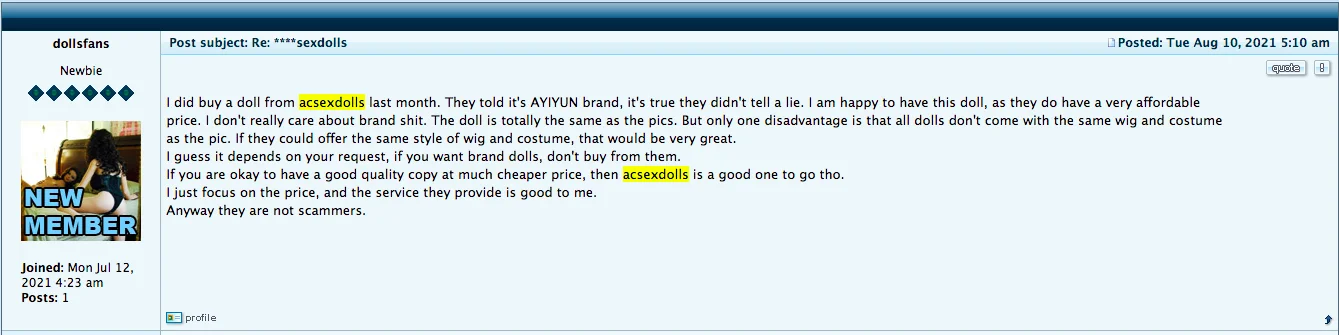 reviews from dollforums