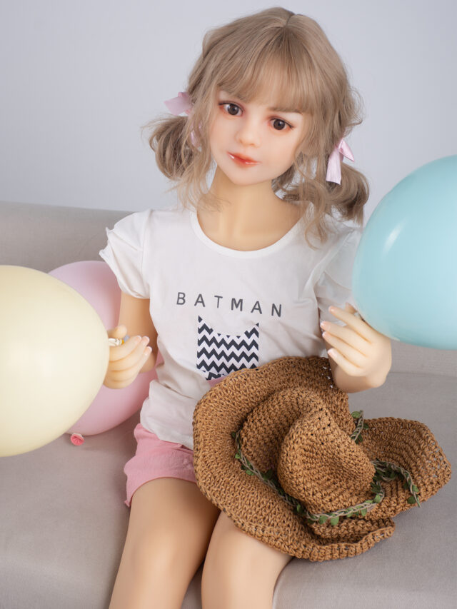 american flat chest sex doll holding balloons