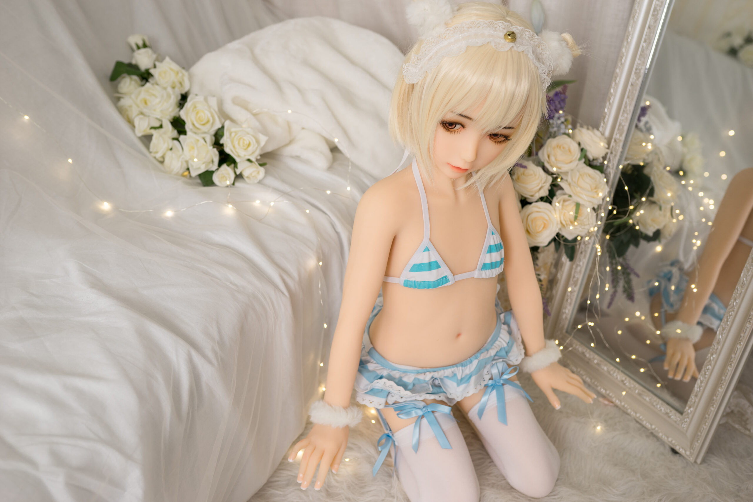 flat chest sex doll wearing stocking