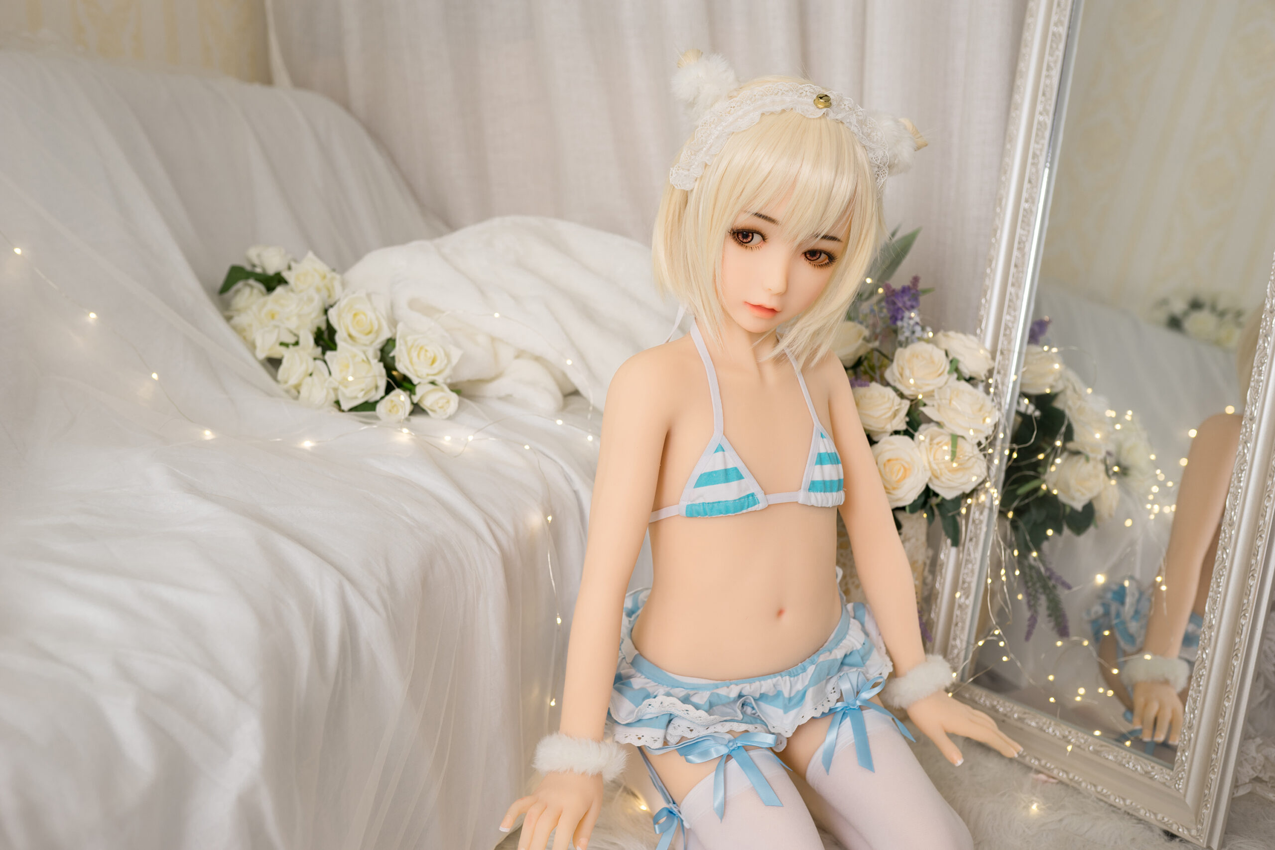 flat chest sex doll with blonde hair