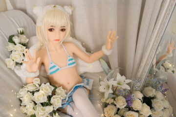 flat chest sex doll with hands spread out